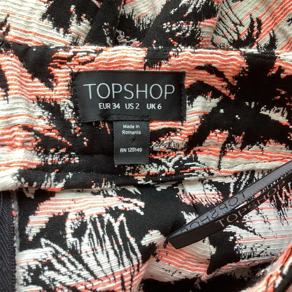 Topshop Tropical Palm Tree Skirt Size 2 - Picture 7 of 9